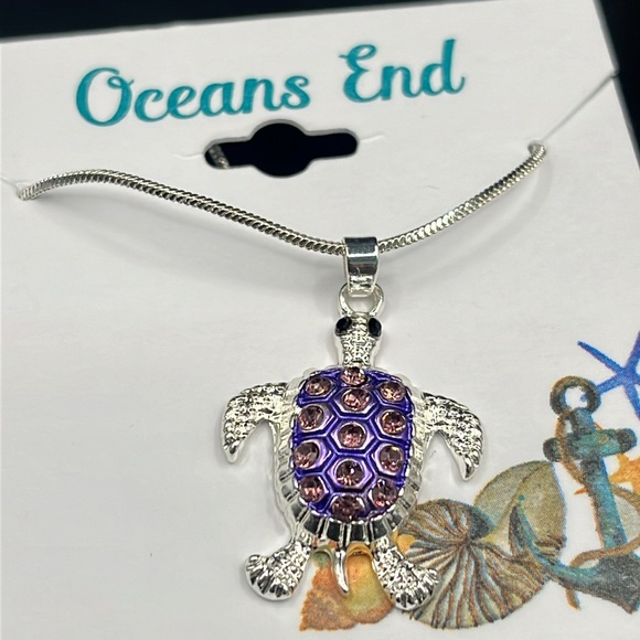 Oceans End jewelry- TURTLE NECKLACE & MERMAID EARRINGS - new on cards - Picture 2 of 7